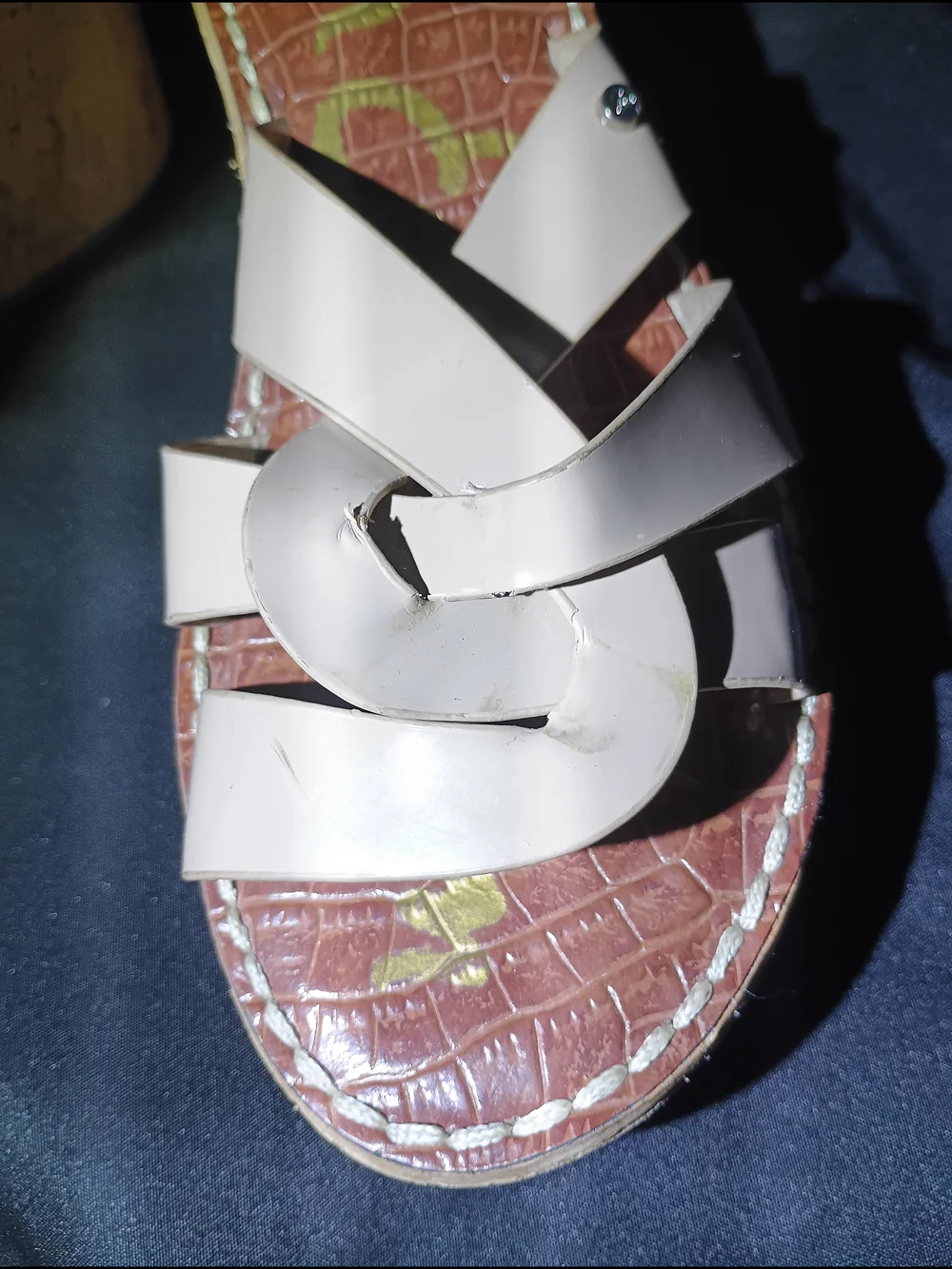 Sam Edelman Cream Leather Strappy Cork Platform Wedge Sandals